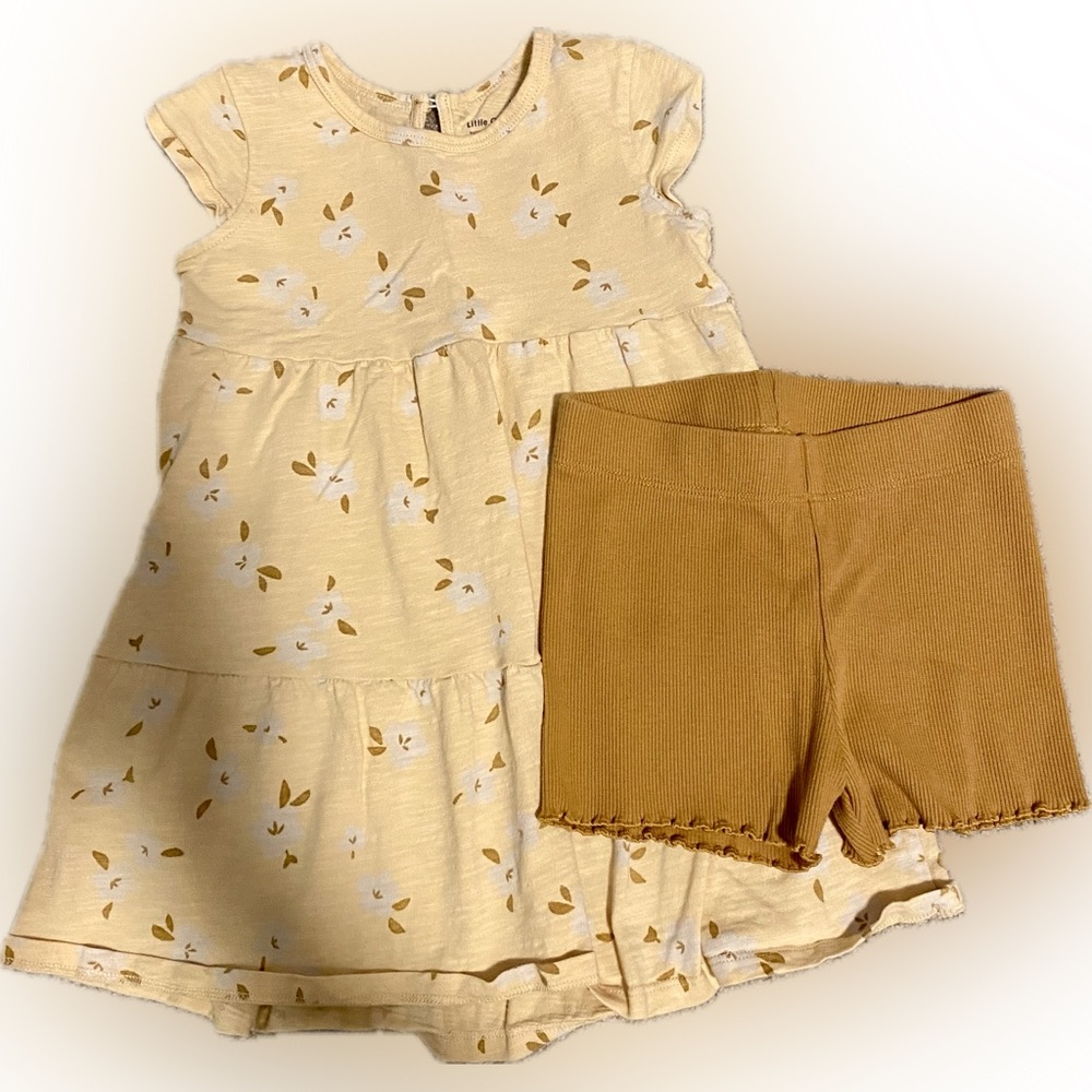 LC Lauren Conrad Little Co 2T Yellow Cotton Floral Dress Set